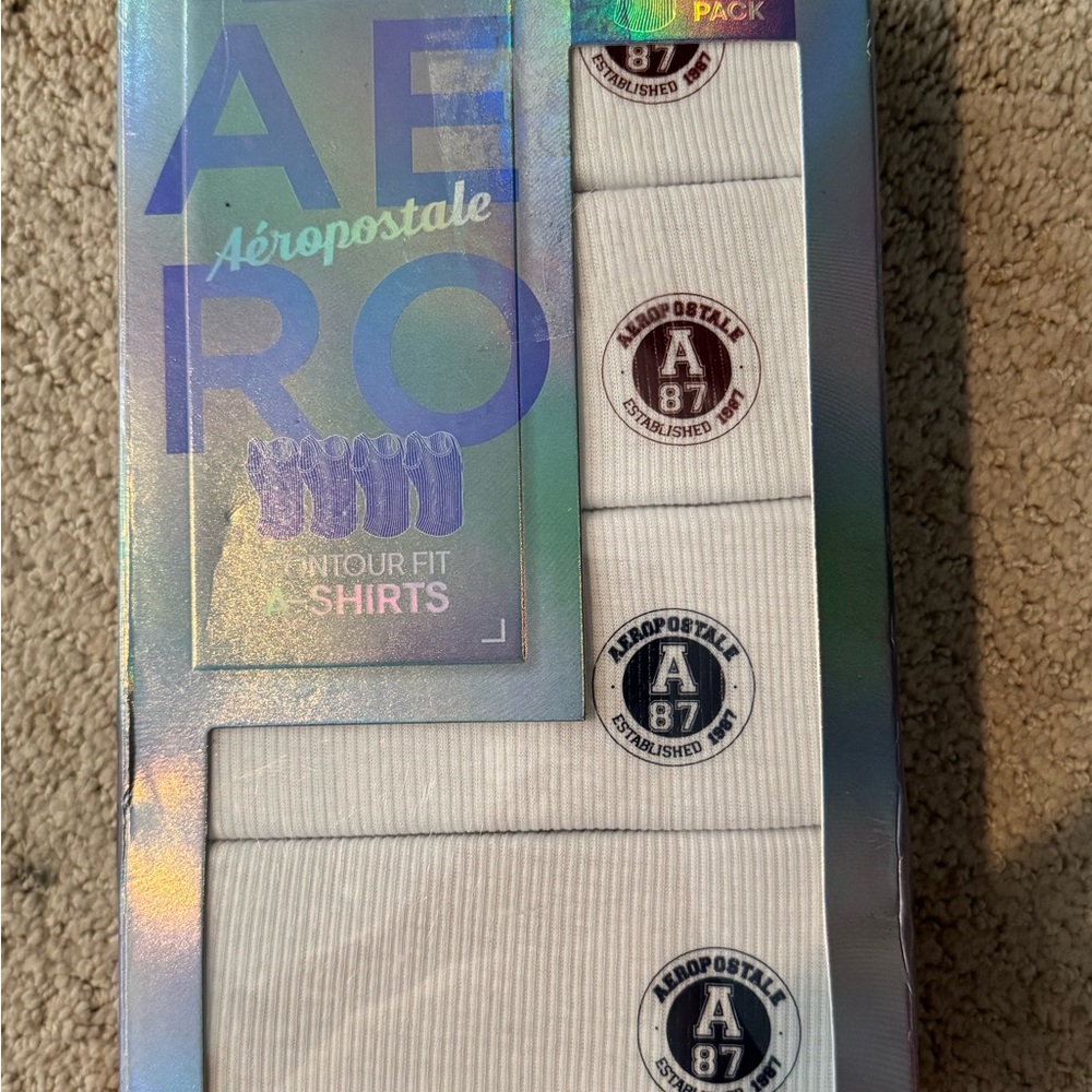Aeropostale Men’s White Contour Fit A-Shirts - 4 pack